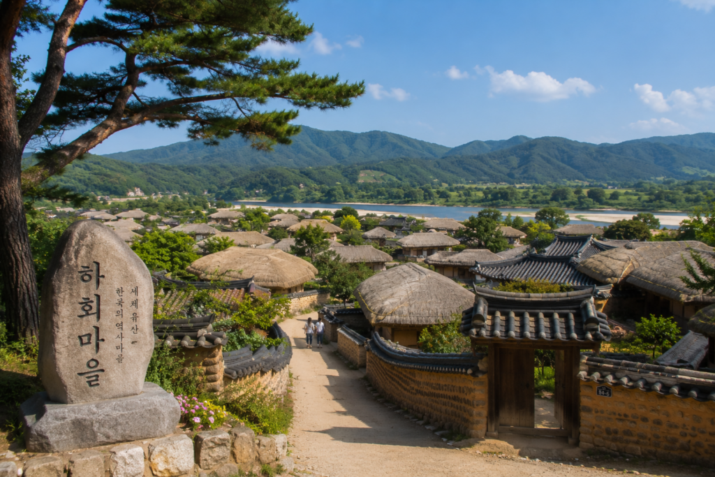 안동 하회마을의 전통 한옥과 초가집이 어우러진 유네스코 세계문화유산 한옥 여행 풍경